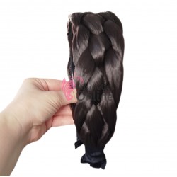 Bentita pentru par impletita spic din fibra sintetica lata BST020MM Saten Inchis